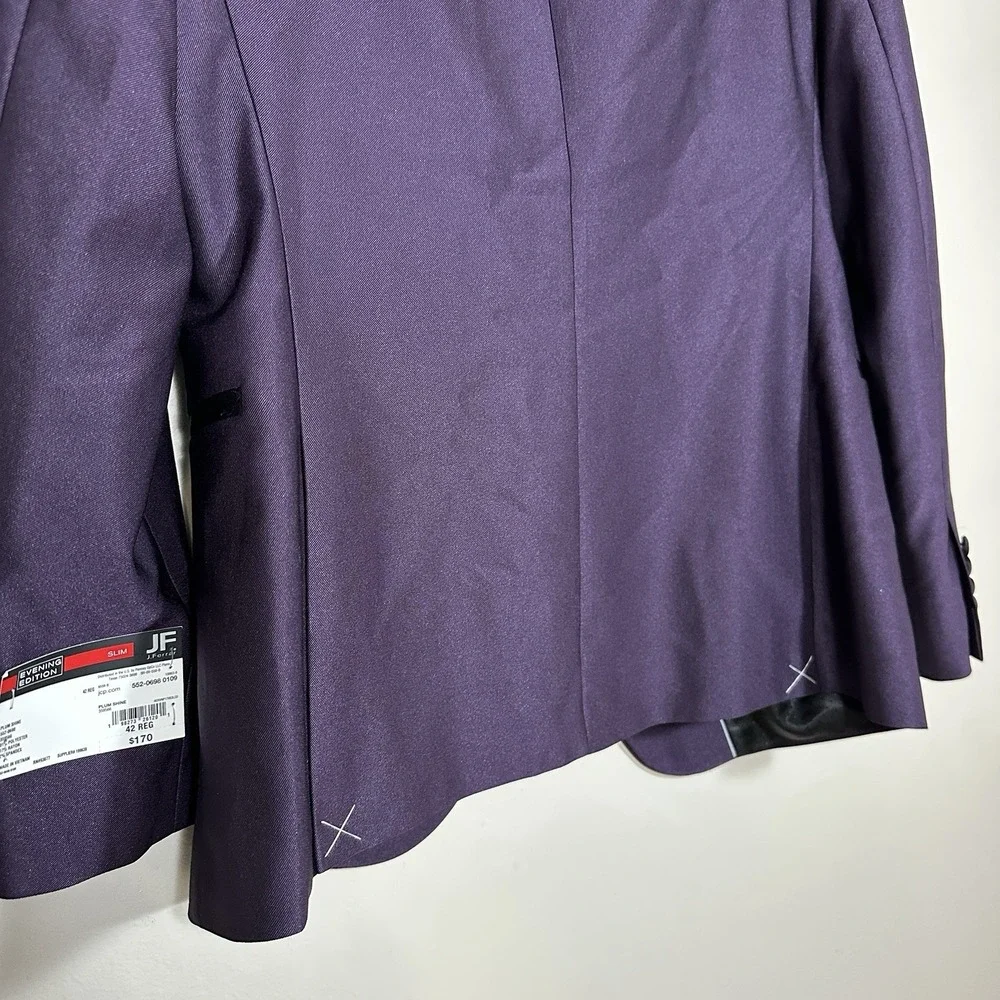 J. Ferrar Men's 38 Reg Slim Fit Plum Shine‎ Evening Edition Tuxedo Jacket NEW